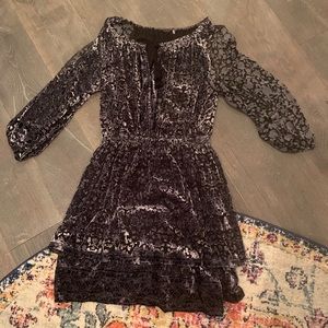 Elie Tahari Sheer Velvet Cold Shoulder Dress
